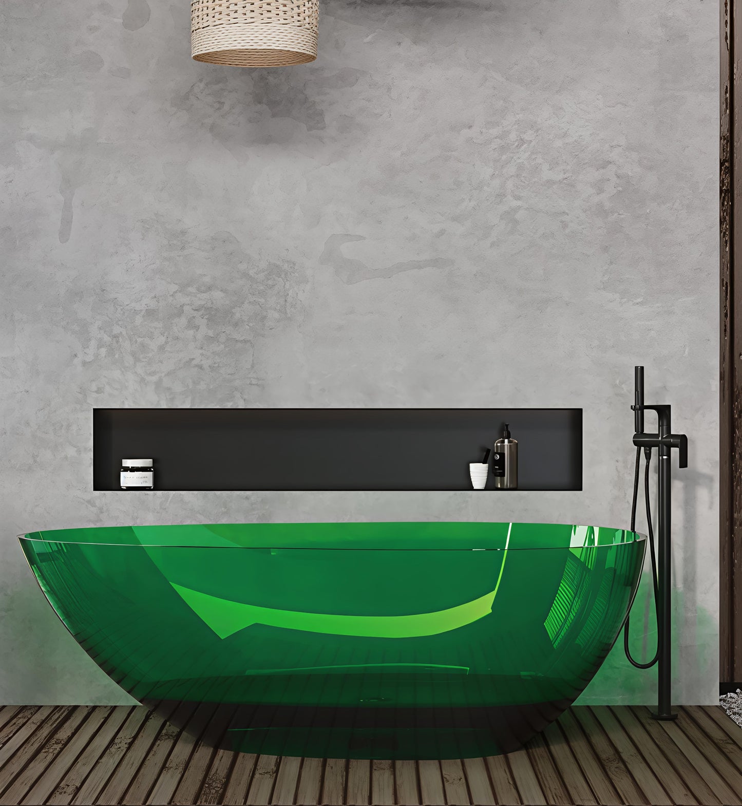 Emerald Glass Sculptural Soaking Tub