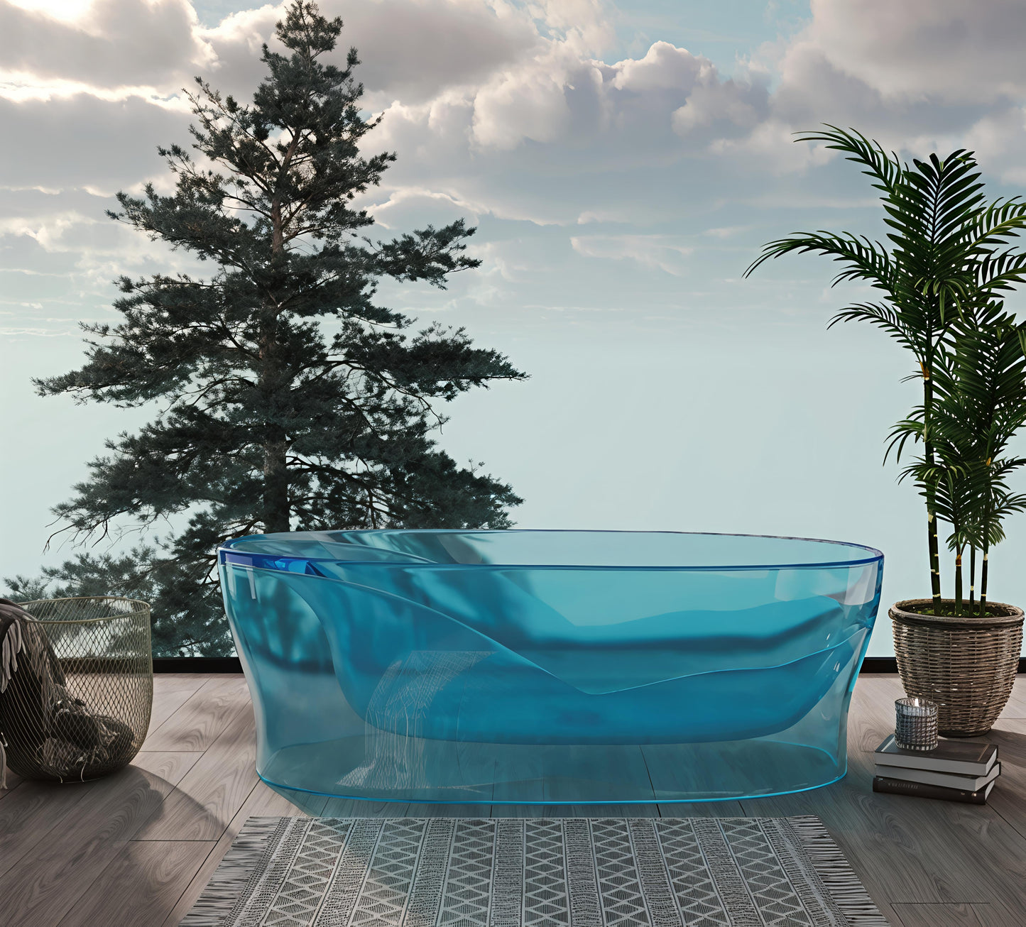 Emerald Glass Sculptural Soaking Tub